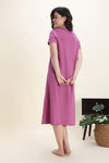 Zivame Knit Poly Mid Calf Length Nightwear - Red Violet — thumbnail 4